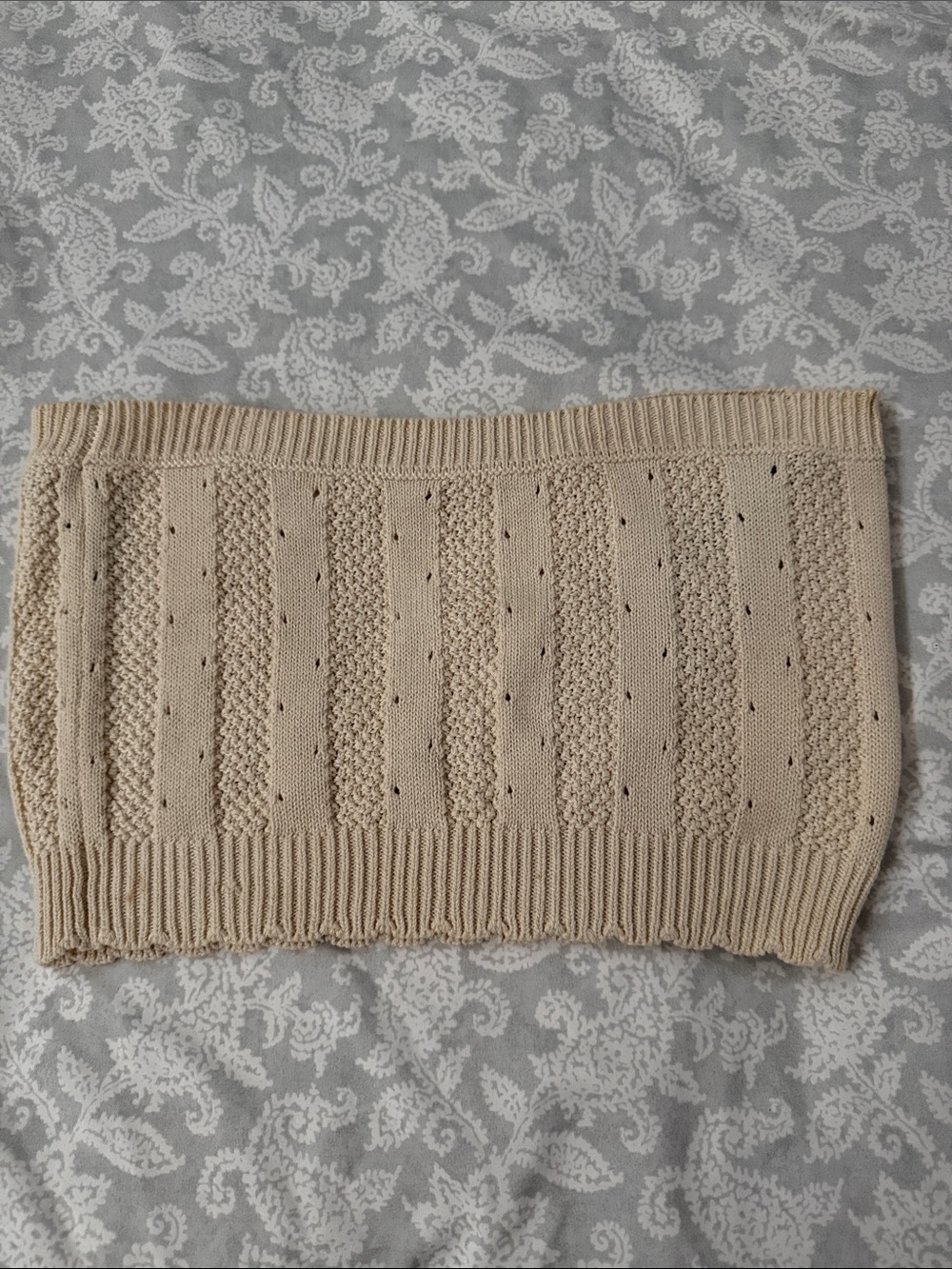 Double Zero Beige Off-the-Shoulder Knit Tube Sweater